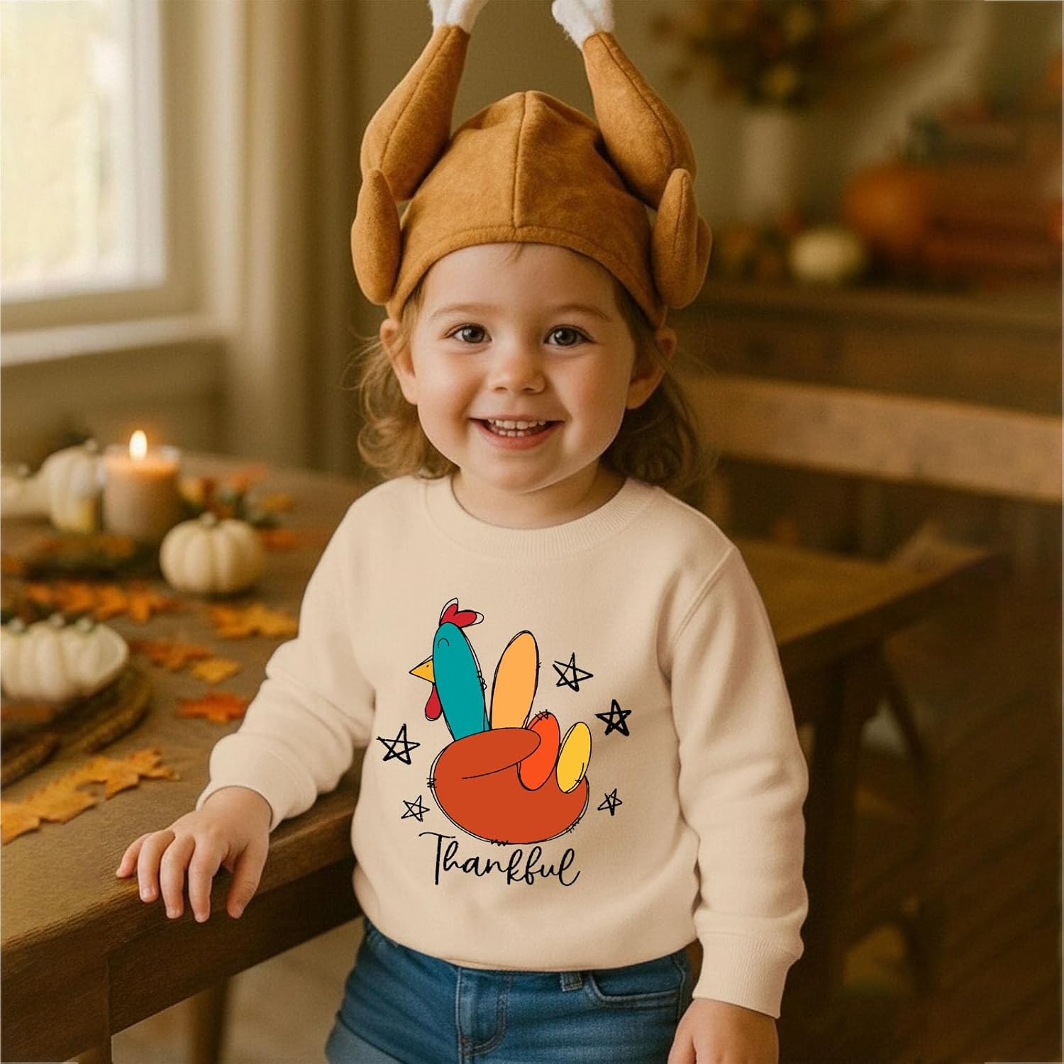 Toddler Thanksgiving Sweatshirts Boy Girl Funny Turkey Shirts Kid Thankful Outfit Long Sleeve Pullover Fall Tops - Image 3