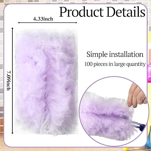 Miniatura 76 de Vesici 100 piezas de repuesto de plumero compatibles con Swiffer Dusters desechables a granel, repuesto grueso con 1 mango resistente para limpieza