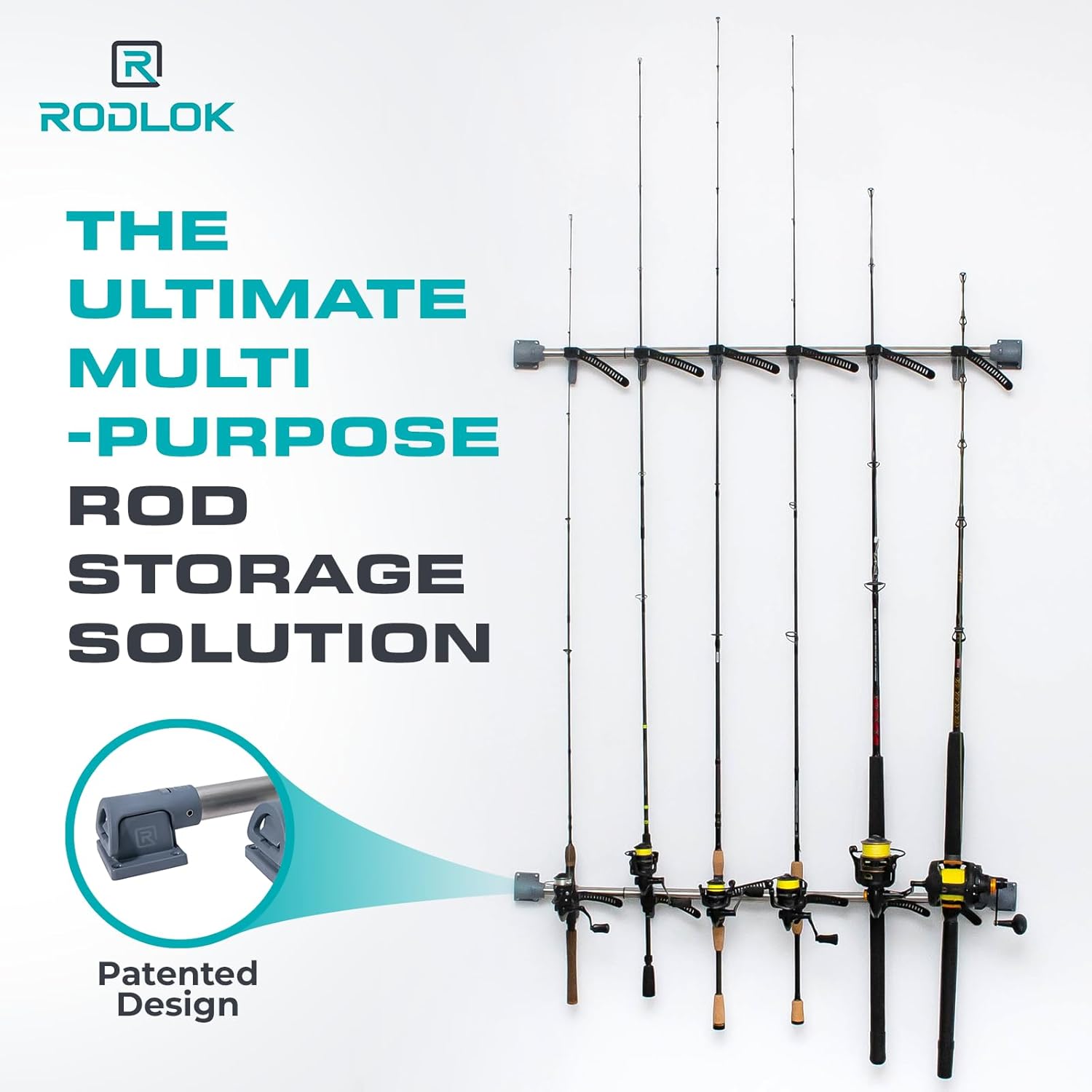2 Pc Fishing Rod Holder for Car- Fishing Pole Rack - SUV Truck Fly Rod Holder - Holders for Garage Organization & Storage Rack Wall Organizer for Mops, Brooms, Shovel- Car Clothes Hanger bar