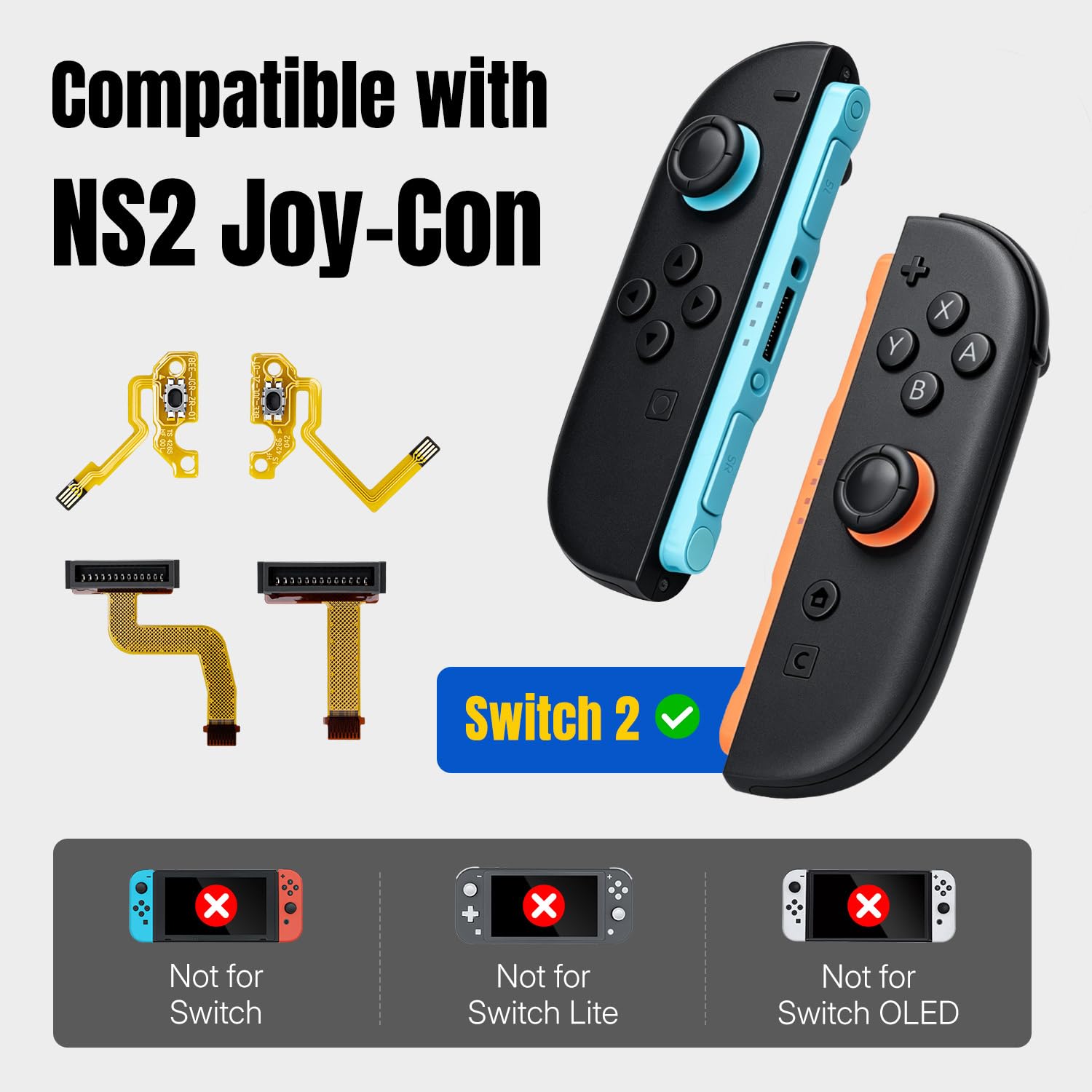 Mcbazel ZR ZL Flex Cable Replacement for Nintendo Switch 2 JoyCon 2 | JoyCon 2 only, fixes ZR/ZL triggers & charging port, no soldering, tweezers included, 11-piece kit