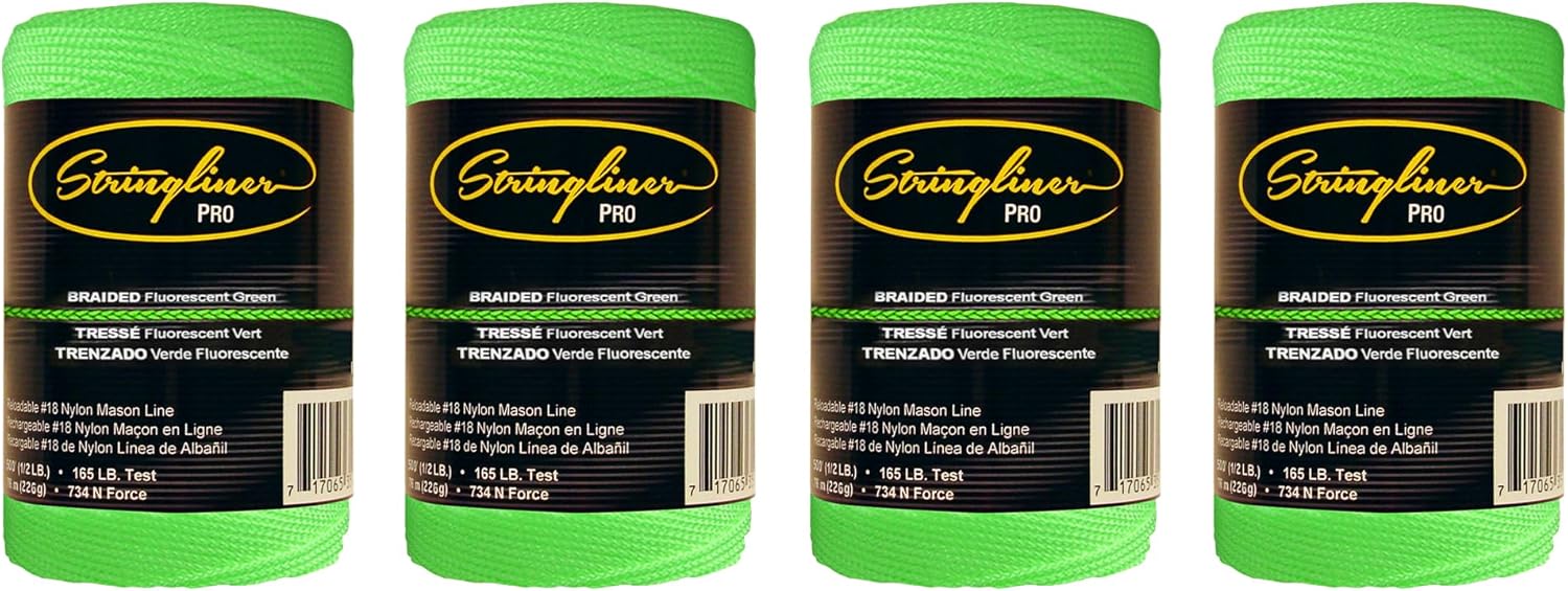 35456 Braided Mason Line Replacement Roll Contractor Pack 500' - Green (Pack of 4)