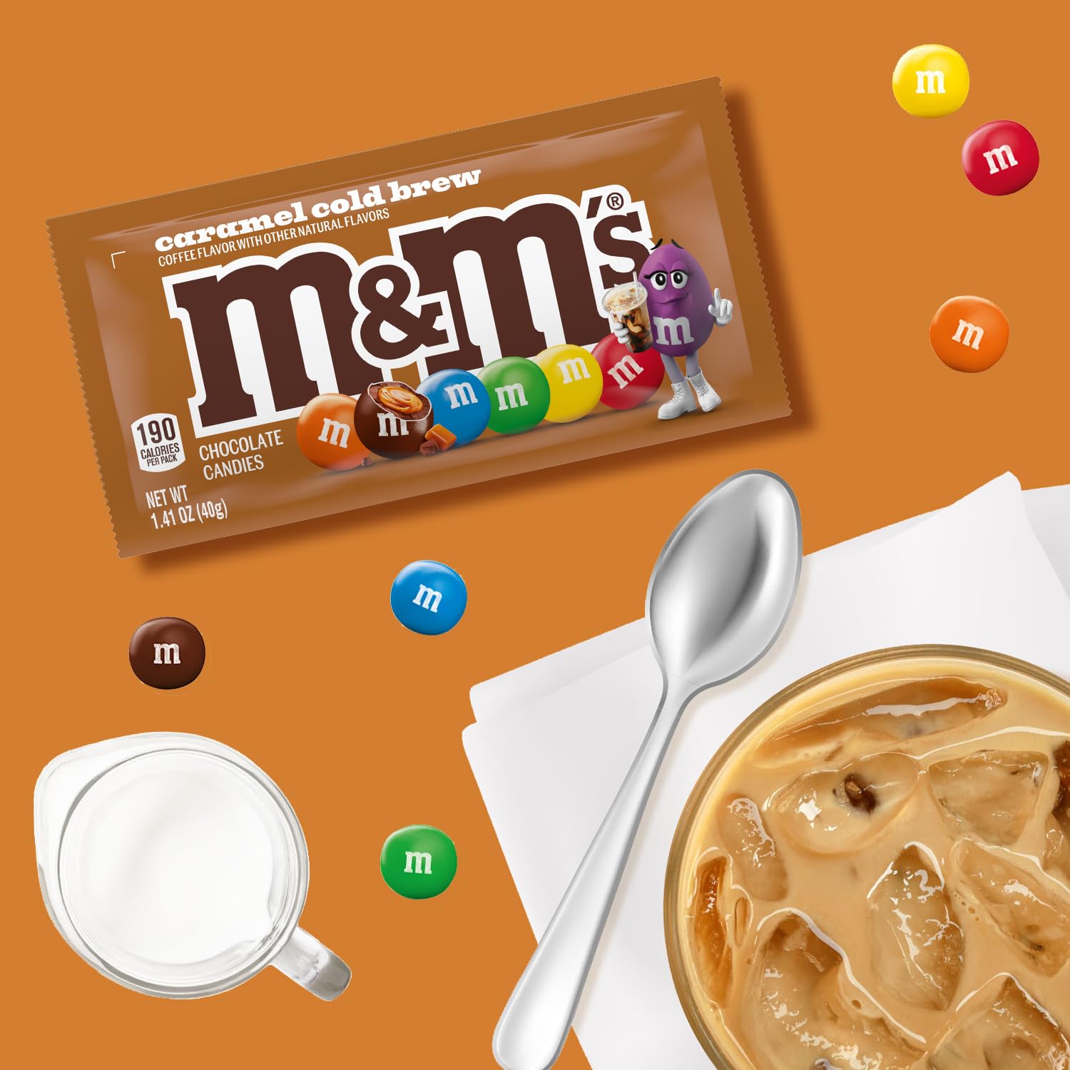 M&M'S Caramel Cold Brew Chocolate Candy Bulk Box of 24 Ct, 33.82 Oz