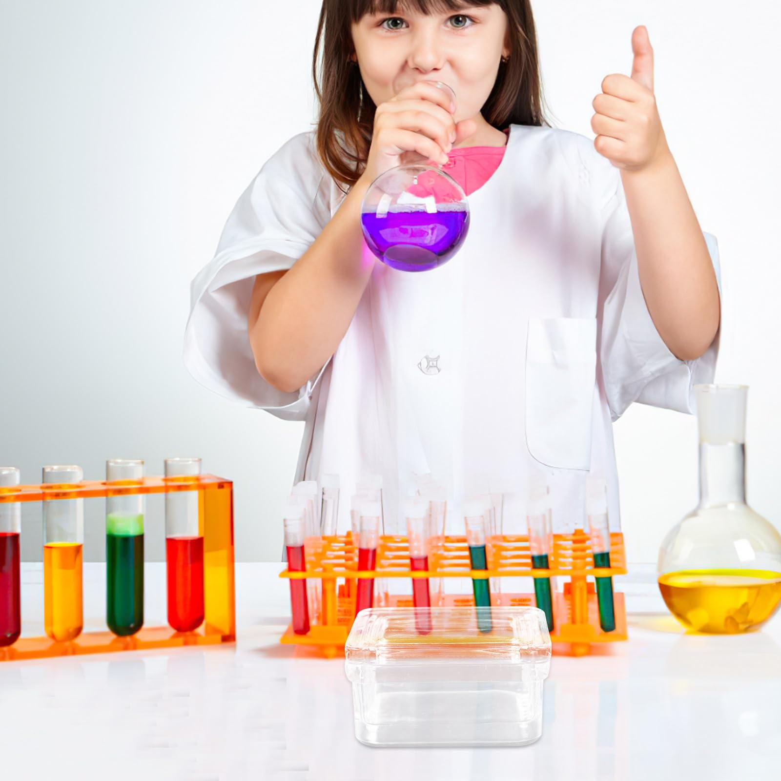Healeved Barattolo in Vetro per Colorazione Coperchio Trasparente, Supporto per 10 Vetrini, Riutilizzabile per Esperimenti di Ricerca Scientifica