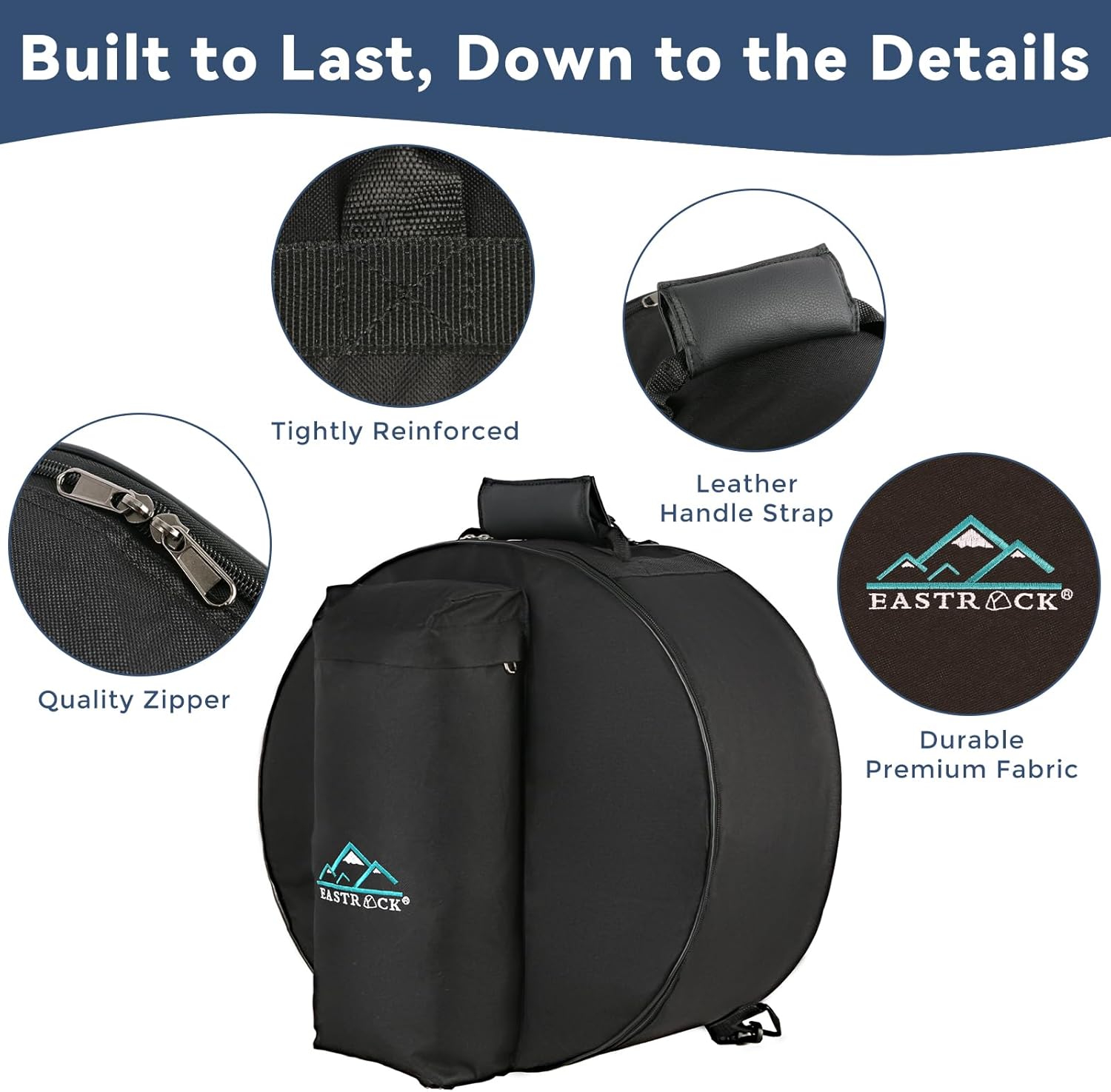 EASTROCK 14"x6.5" Snare Drum Bag, Lightweight Padded Snare Drum Case with Oxford Fabric, Reinforced Handle, Soft Drum Gig Bag for Storage and Travel Protection(14"x6.5" Snare)