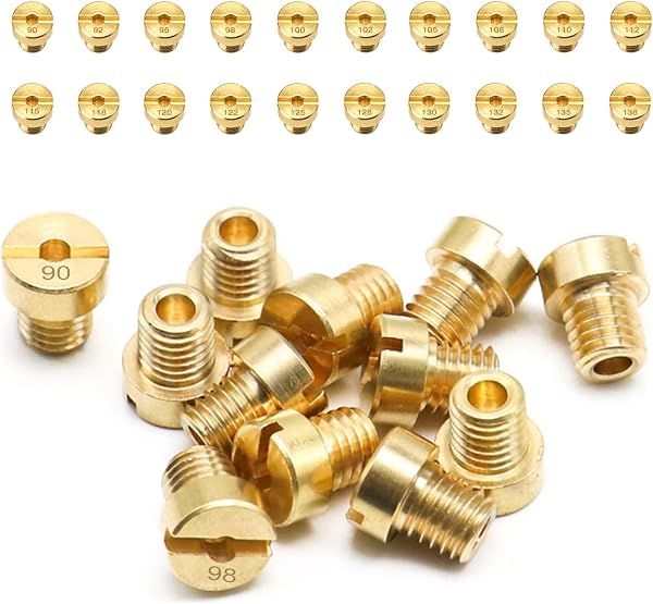 Vergaser Düsen M6, 20 Stück Hauptdüsenset Satz M6 Vergaser Düse 90, 92, 95, 98, 100, 102, 105, 108, 110, 112, 115, 118, 120, 122, 125, 128, 130, 132, 135, 138 für Motorrad Roller Schaltmoped - 1