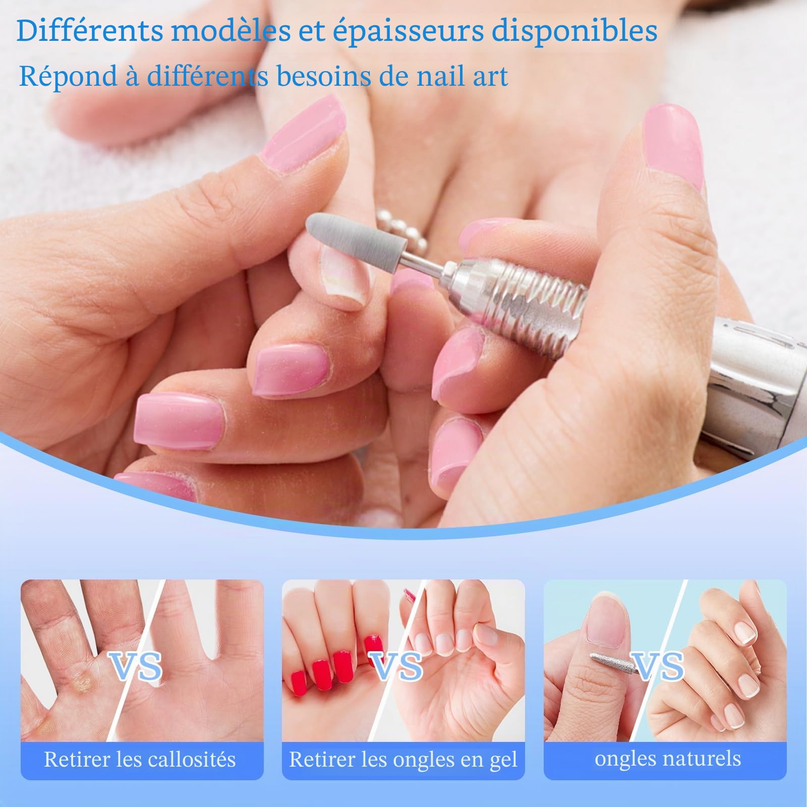 Embout Ponceuse Ongles, 6Pcs Forets à Ongles Tungstène, 1 Pinceau, Embout Depose Ponceuse Ongles Professionnel pour Manucure et Pédicure, Enlever le Gel et Les Cuticule (StilC)