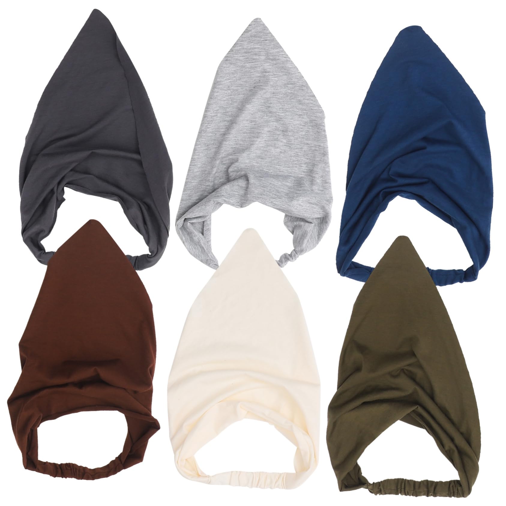 Happyyami 6piezas Pañuelo Elástico De Cabello Bandana Elástica Para Mujeres y Niñas Incluye Colores Gris y Azul Para Festivales y Actividades