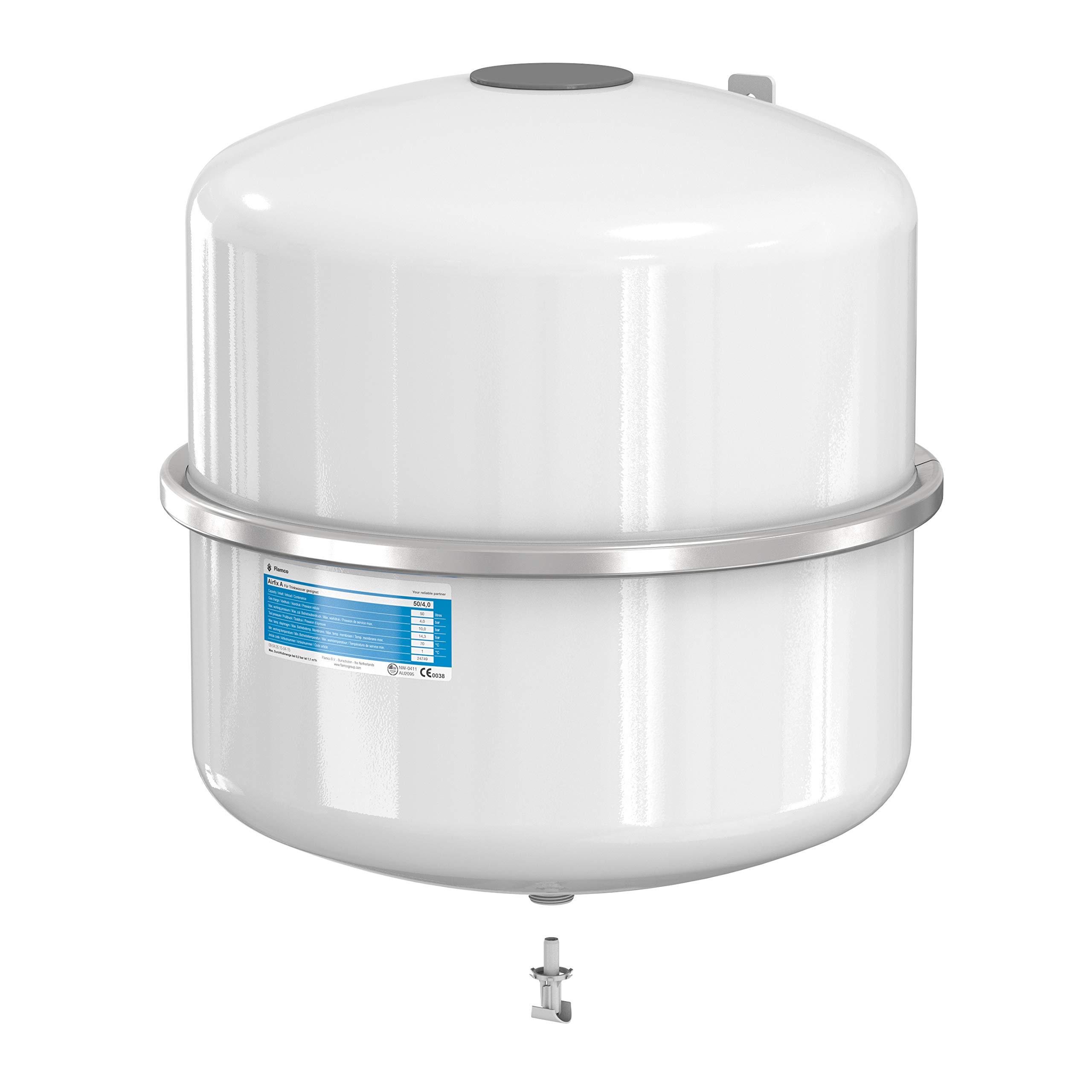 Flamco 24259 Airfix Vaso de Expansión para Instalaciones de Agua Potable, Blanco, 8 Litros, 4 Bares