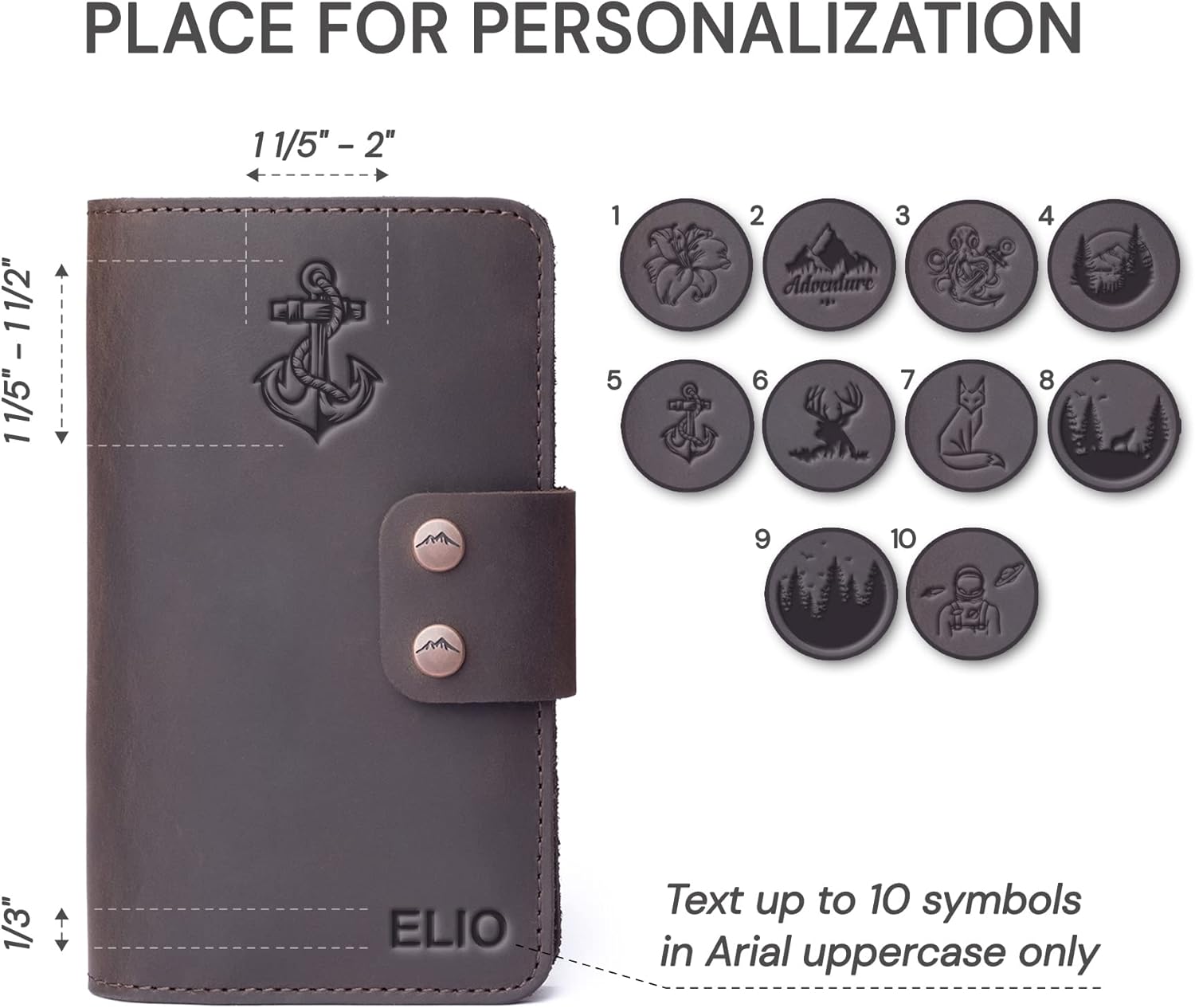 Personalized Authentic Refillable Leather Cover Compatible with Moleskine Cahier, Field Notes, 3.5" x 5.5" Notepad, Grizzly