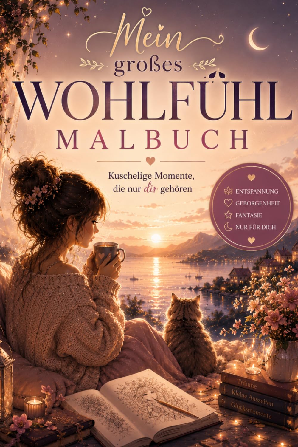 Cozy Wohlfühl-Malbuch: Entspannendes Ausmalbuch mit süßen Cozy Motiven, gemütlichen Szenen und kreativen Auszeiten für Teens & Erwachsene