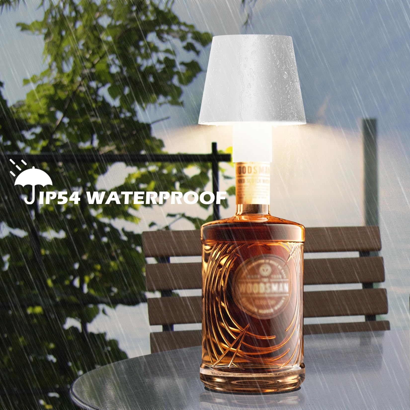 Aipsun Lampe Bouteille LED Rechargeable 2 Pièces, 5500mAh, 3W, IP54, 3000K-6000K, Aluminium, Dimmable pour Jardin Bar Restaurant (Blanc)