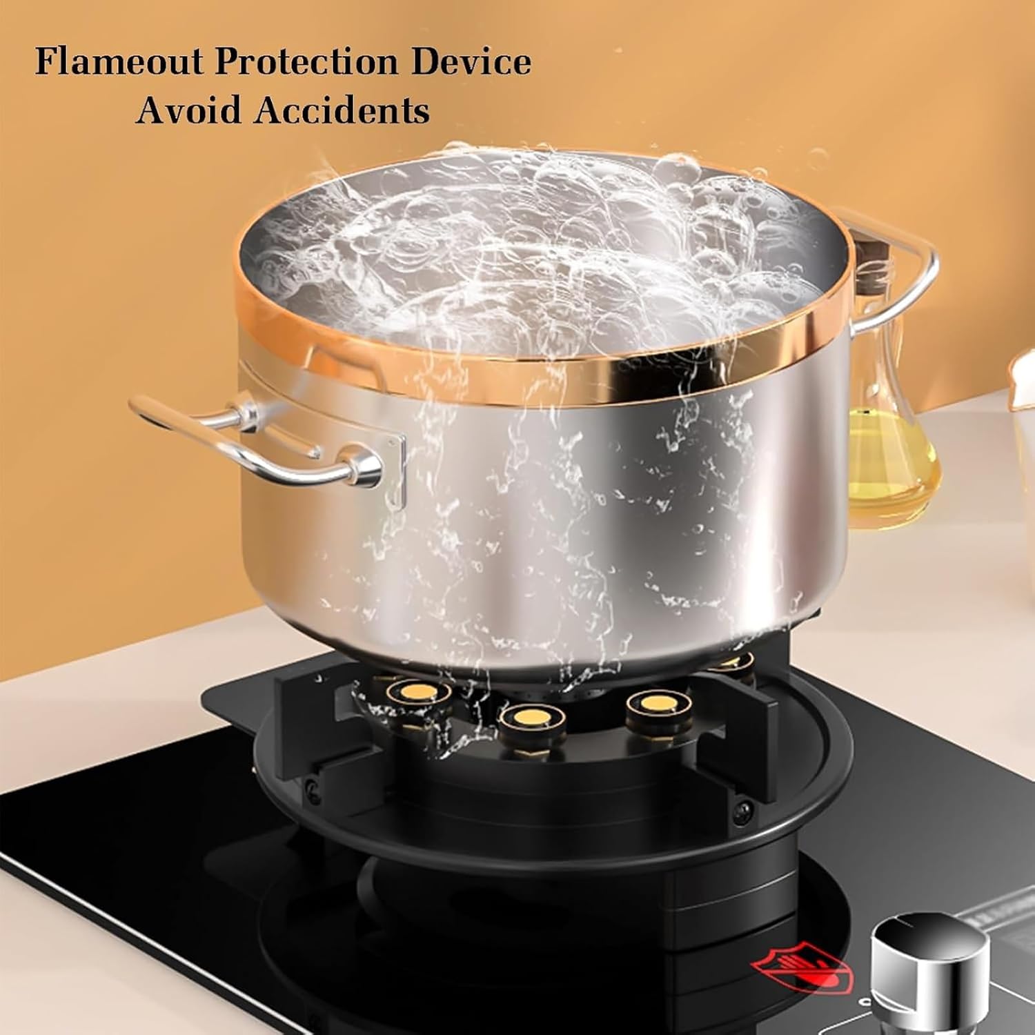 Gas Stove Single Burner, Camping Cooker, 5.2KW Nine-cavity High-fire Timer, Tempered Glass Cast Iron Pot Rack, with Auto Ignition, for Emergency Outdoor Cooking(NG)(LPG)