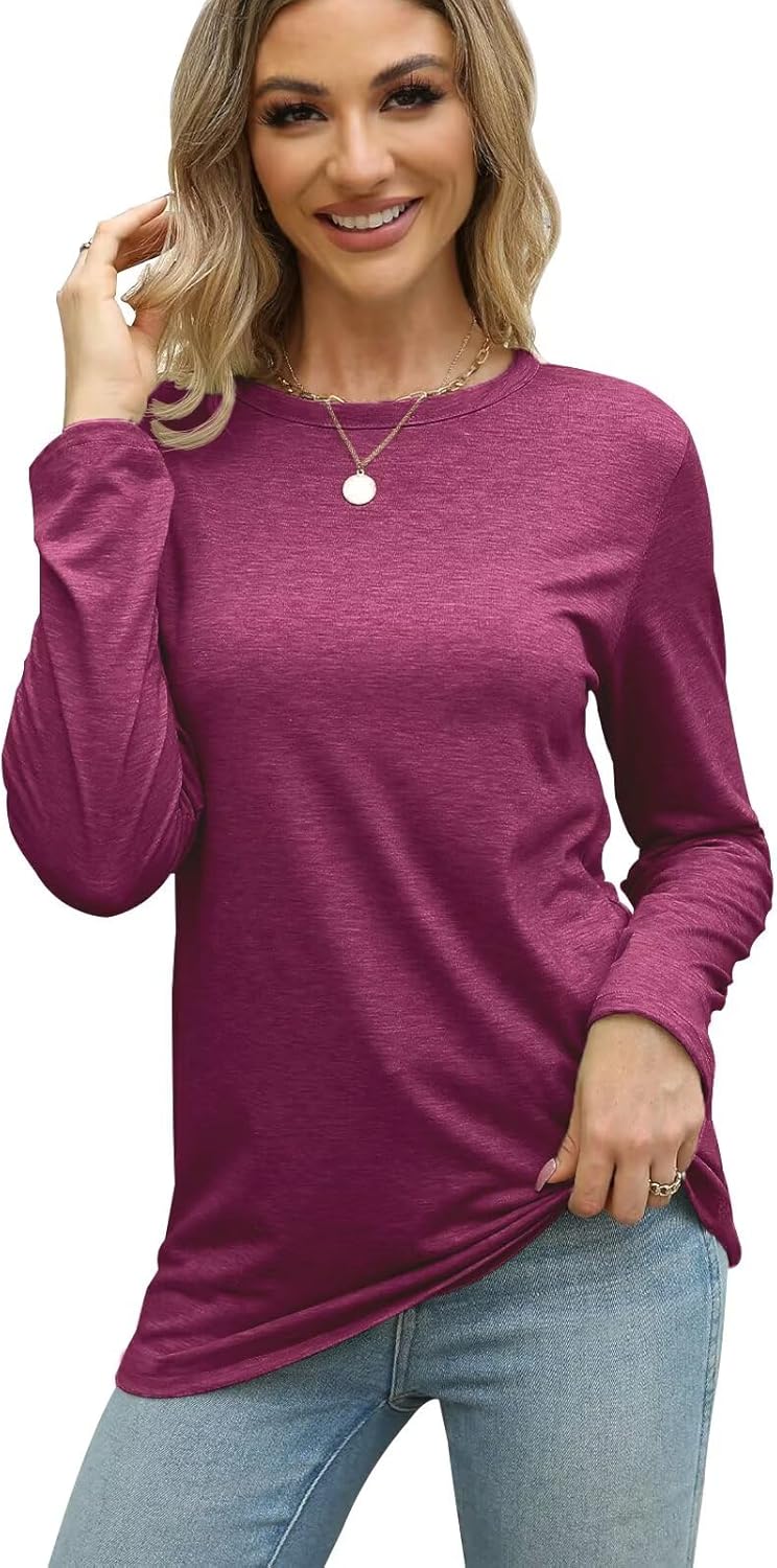 2 Pack Womens Tops Crewneck Soft Long Sleeve Shirts Fall Clothes Casual Tshirts Basic Tee - Image 5