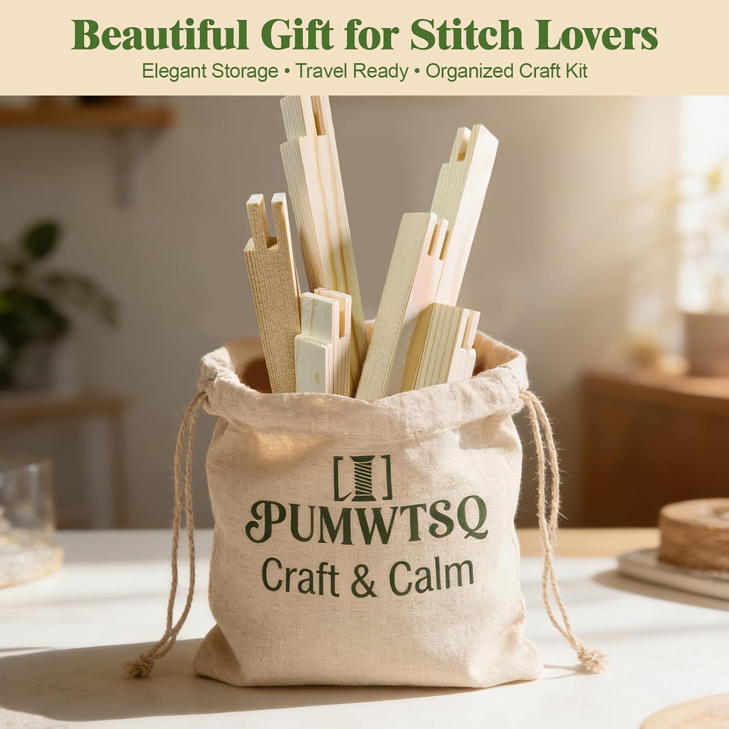 PUWMTSQ Needlepoint Stretcher Bars Set with Linen Storage Bag — 6” 8” 10” 12” 14” Modular Frame Kit, Mini Embroidery Frame for Cross Stitch & Needlework, Includes Thumb Tacks & Tack Remover