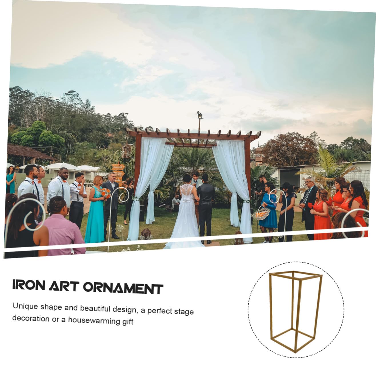 Alipis Rechteckiger Eisenrahmen in Gold Geometrische Form Dekorativ für Hochzeit und Party Romantische Bühne Stilvolle Hochzeitsdekoration