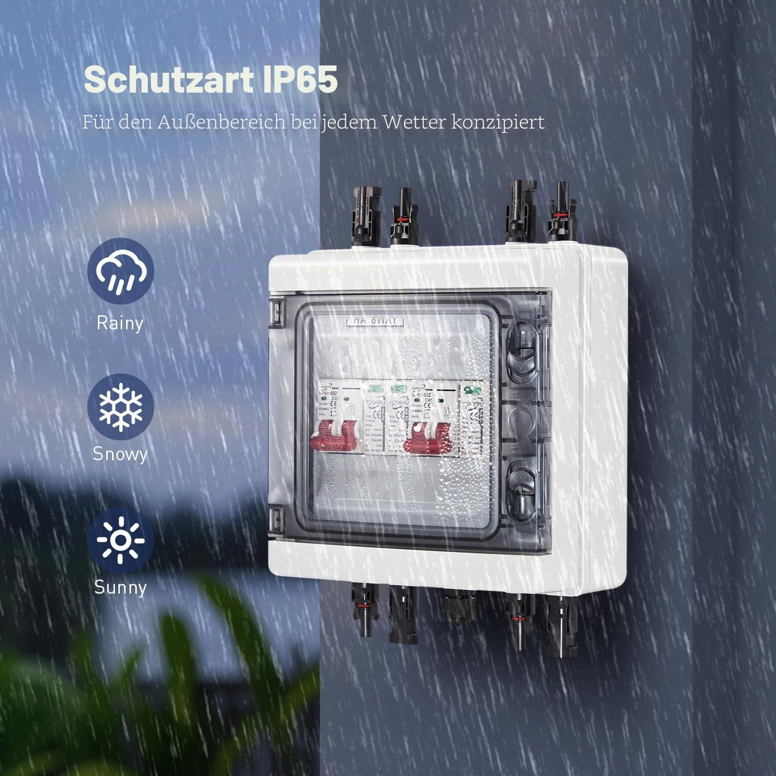 Überspannungsschutz PV Anlage, Solar Anschlusskasten DC 40A/1000V Blitzschutz PV Solar IP65 Wasserdicht Anschlusskasten Trennschalter, PV Anschlusskasten 2 in 2 Out Solar Kombinationskiste