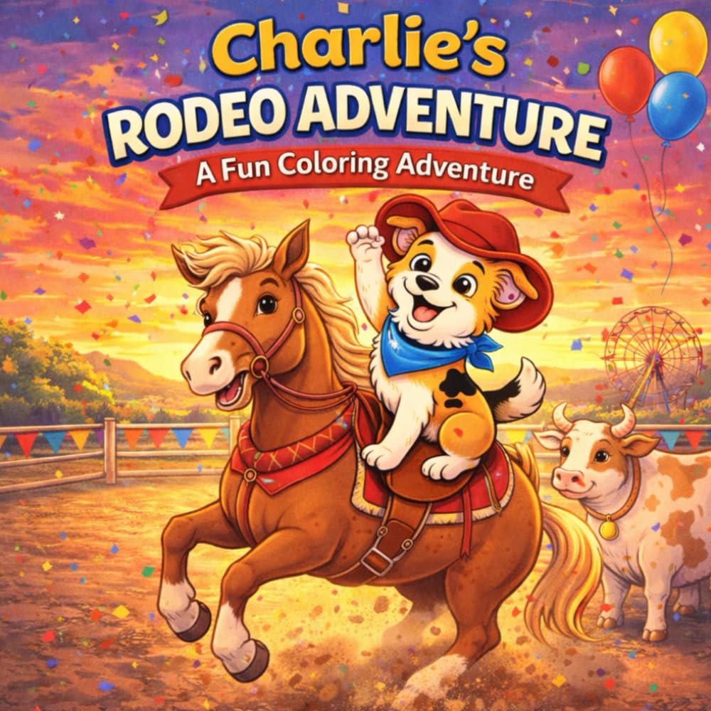Charlie’s Rodeo Adventure: A Fun Western Coloring Book for Kids: A Rodeo-Themed Coloring Book for Toddlers and Preschoolers Featuring Cowboys, Bulls, Horses, Farm Animals & Western Fun