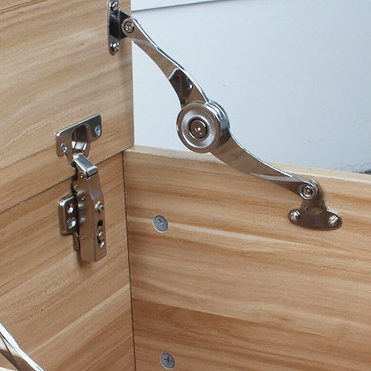 Pack of 2 Folding Support Hinge Lid Stay with Soft Close for kicthen Cabinet Door Box for kicthen Cabinet Door