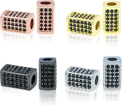 8 حبات عمود PCS حبات الفاصل ، نحاس مختلط اللون أسود زركون موصل حبات سحر لقلادة سوار DIY مجوهرات صنع الحرف