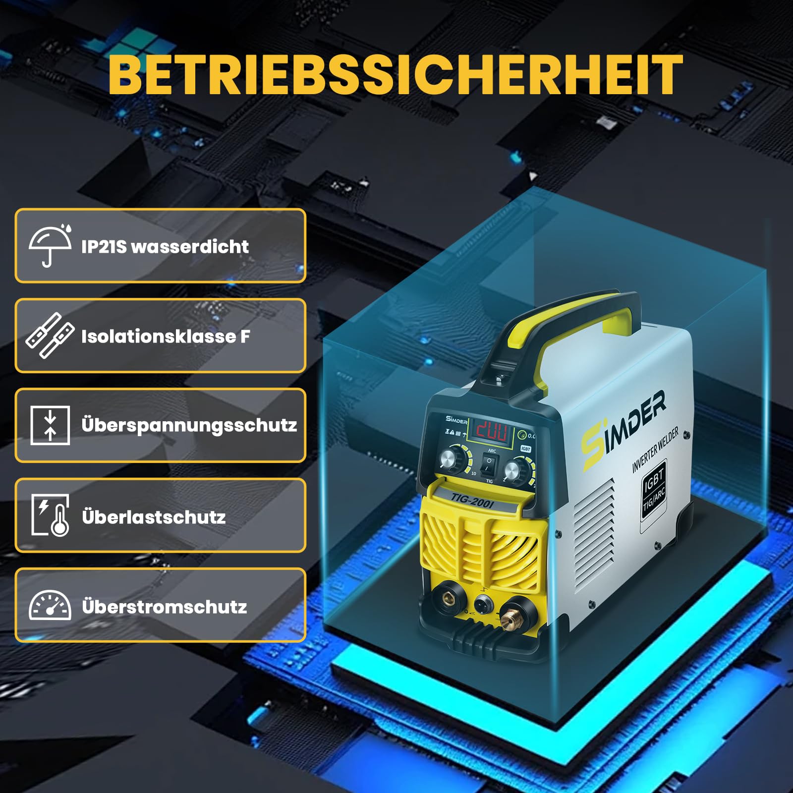 WIG Schweißgerät SSIMDER 140 A 2 in 1 Lift WIG/MMA Schweißgerät mit WP-17 WIG Schweißbrenner Elektroden Schweißgerät TIG-200 IGBT Inverter Schweißgerät Geeignet für Farm Repair Home DIY Autoreparatur