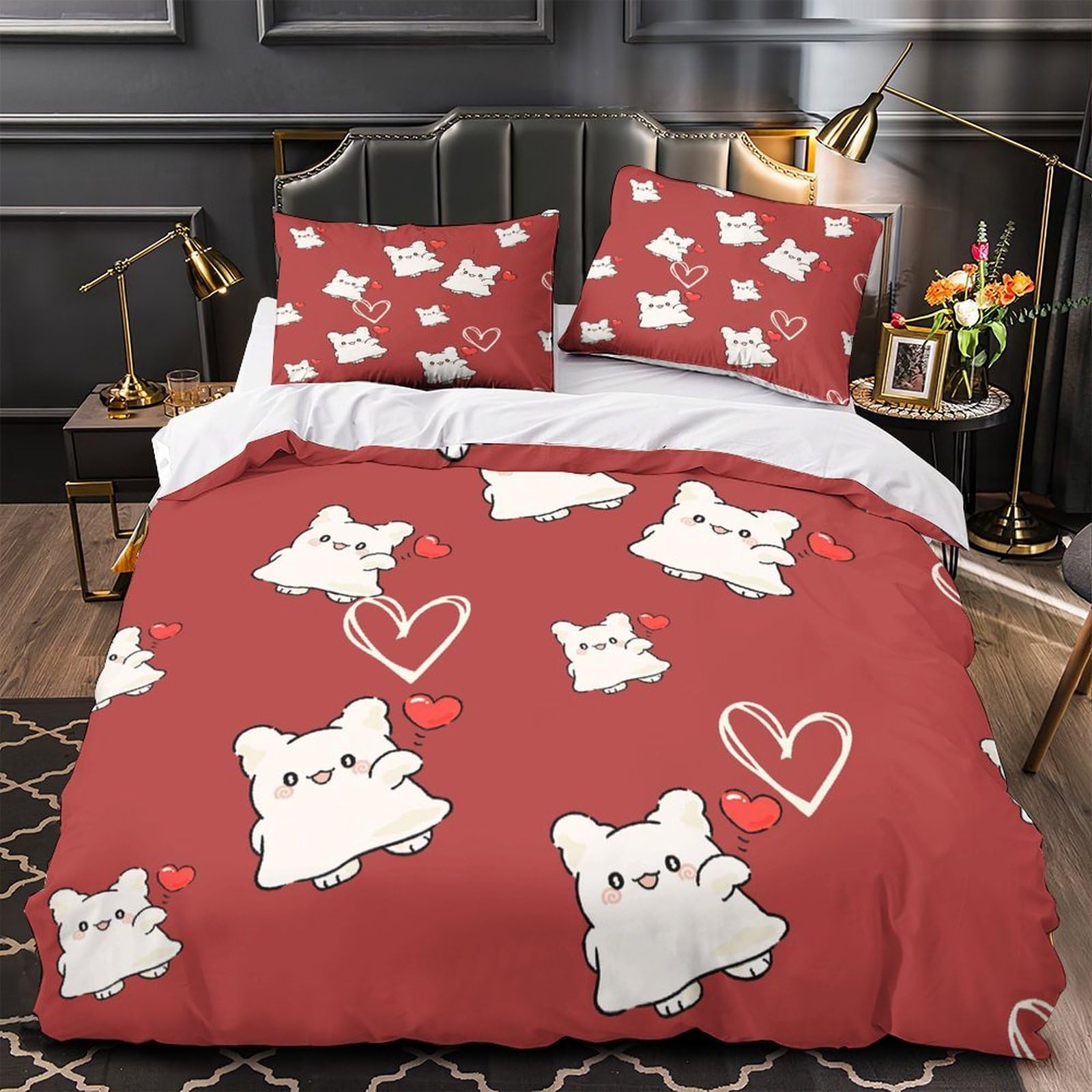 Housse de couette hypoallergique ours mignons lit 135x200cm douce
