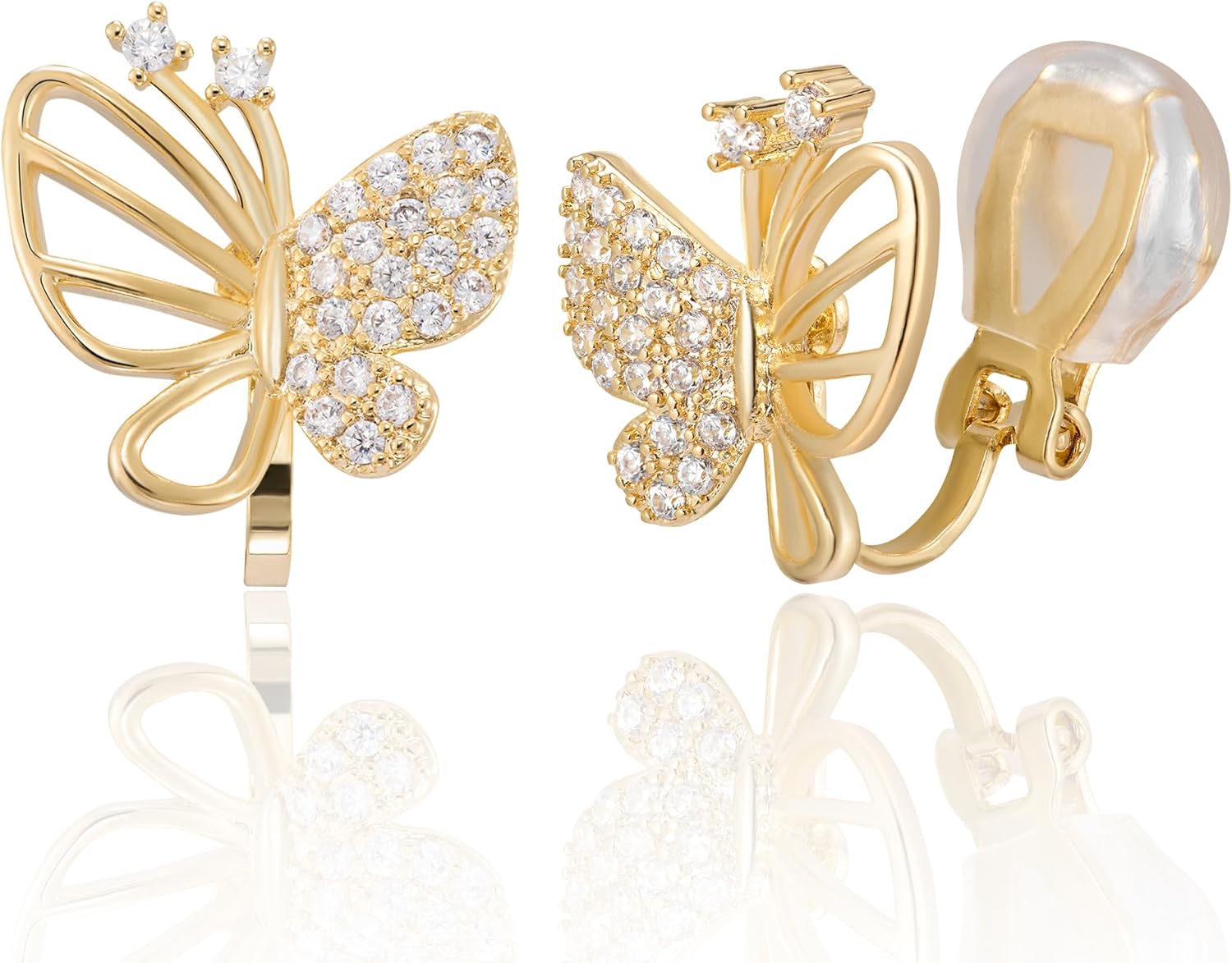 Butterfly Clip On Earrings for Women Cute Stud Earrings Non-piercing Earrings