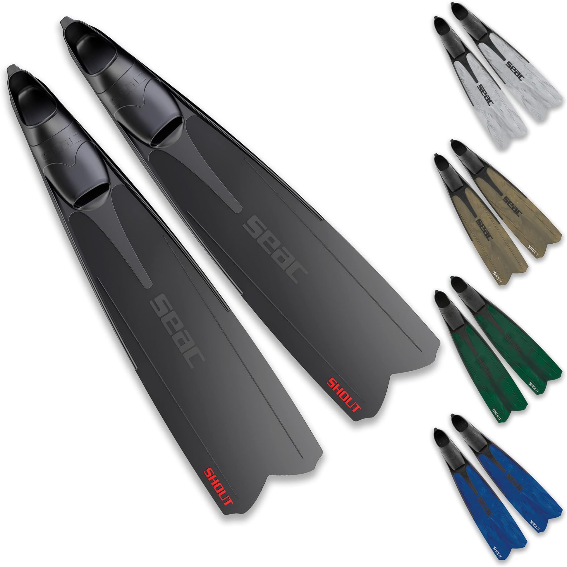 SEACShout Long Fins for Scuba Diving, Spearfishing and Freediving