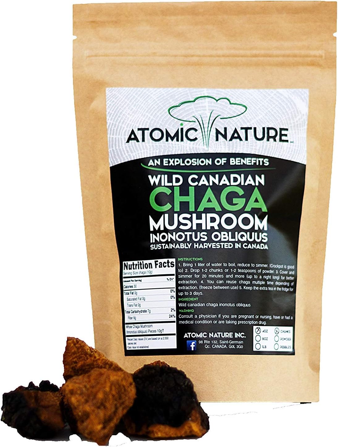 4oz Ranking Top19 Raw Organic Wild Chaga Mushroom Natur 100 Tea A A A Chunks