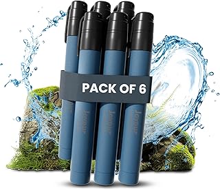 Tragbarer Wasserfilter Outdoor - 99,9999% Bakterien & Viren entfernt - Leicht & Kompakt für Camping, Wandern, Survival - Hochleistungsfilter für Sauberes Trinkwasser (Blau *6)