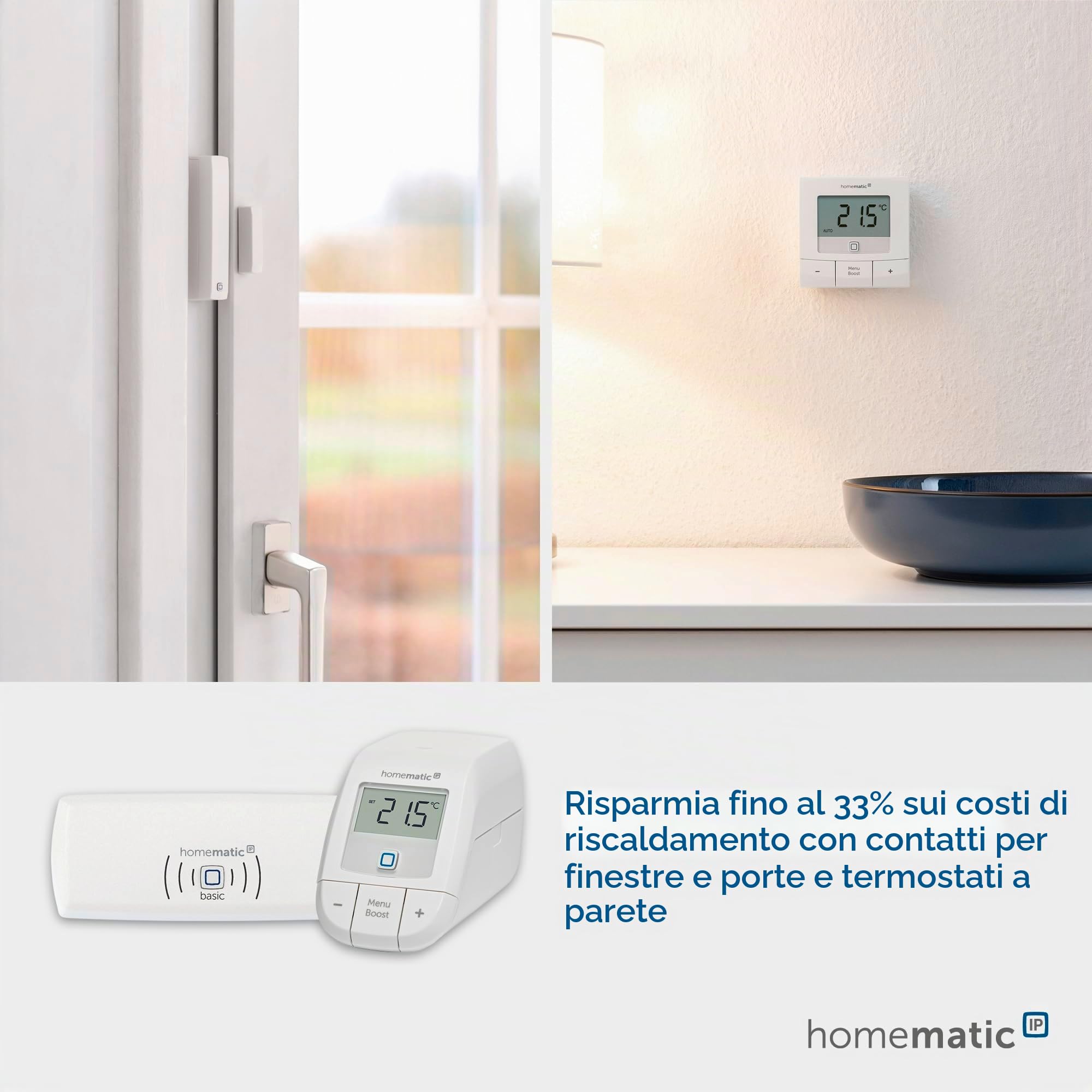 Homematic IP Smart Home Starter Set di riscaldamento – Basic, controllo digitale per riscaldamento con o senza app, Alexa, Google Assistant, facile installazione, termostato, termostato per