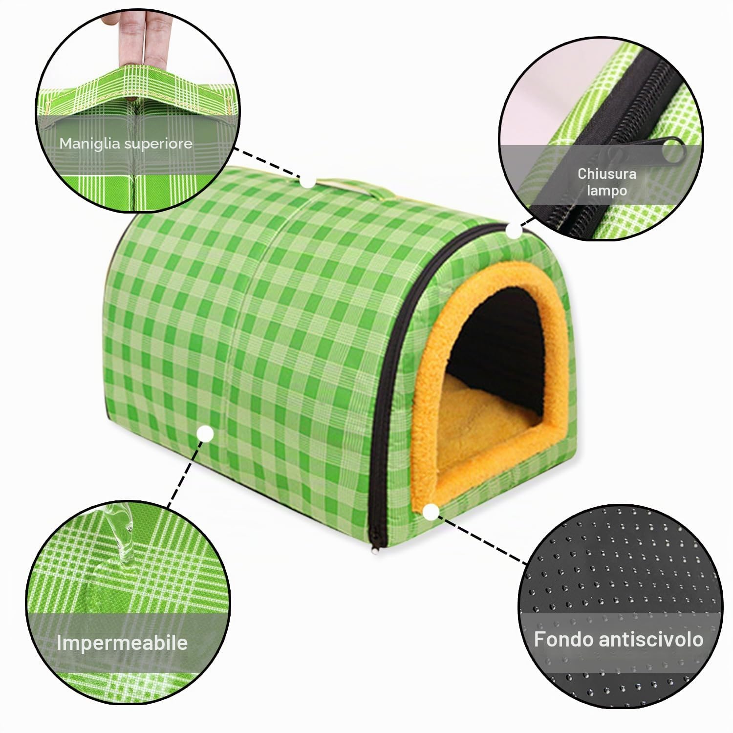 Grande Cuccia Casa per Cani 2-in-1 Grotta Calmante per Animali Impermeabile, Lussuosa Cuccia Casa per Cani con Cuscino Morbido Rimovibile, Base Antiscivolo Cuccia per Cani da Esterno per Gatti Cani