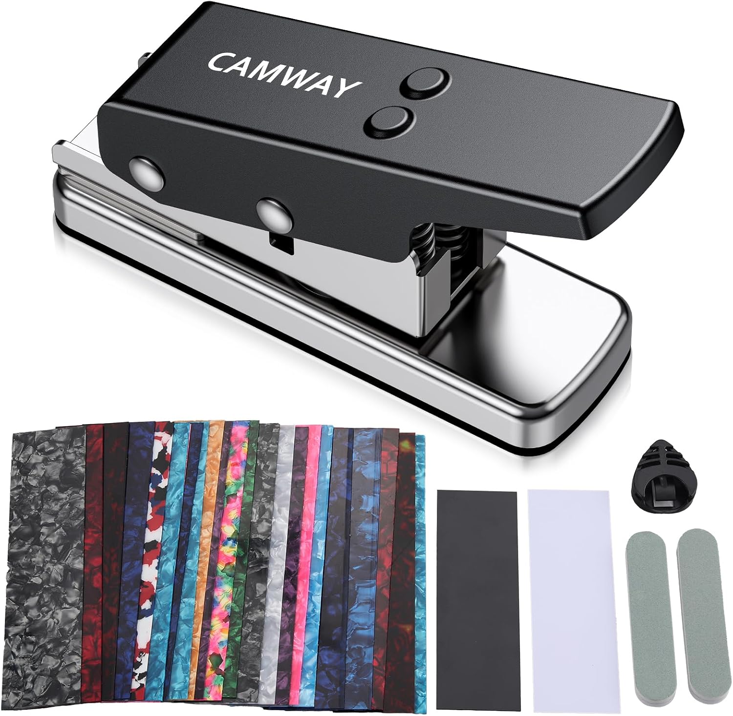 CAMWAY Guitar Pick Maker Punch Tool Kit,DIY Guitar Picks with 27 Pick Strip