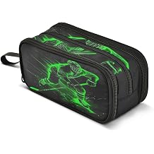Green Hockey Player Pencil Case Large Capacity Pencil Pouch Boys Girls 3 Compartment Pen Bag School Office Stationery Organizer