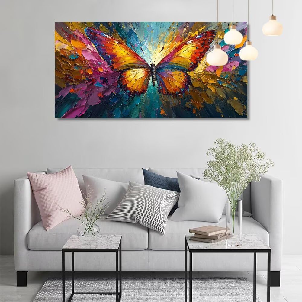 Peinture Numero Adulte Papillon Peinture Numero Grand Format 60x120cm Peinture par Numero Enfant Abstrait Numéro d'Art Kit Peinture par Décoration Murale Intérieure et Cadeaux Femme (Sans Cadre) Q-435