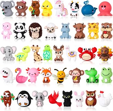 Watersay 40 Pcs 3D Silicone Focal Beads Pens Beads Bulk for Beadable Keychain DIY Crafts Necklace Bracelet Phone Chain Charms Jewelry Making Animals