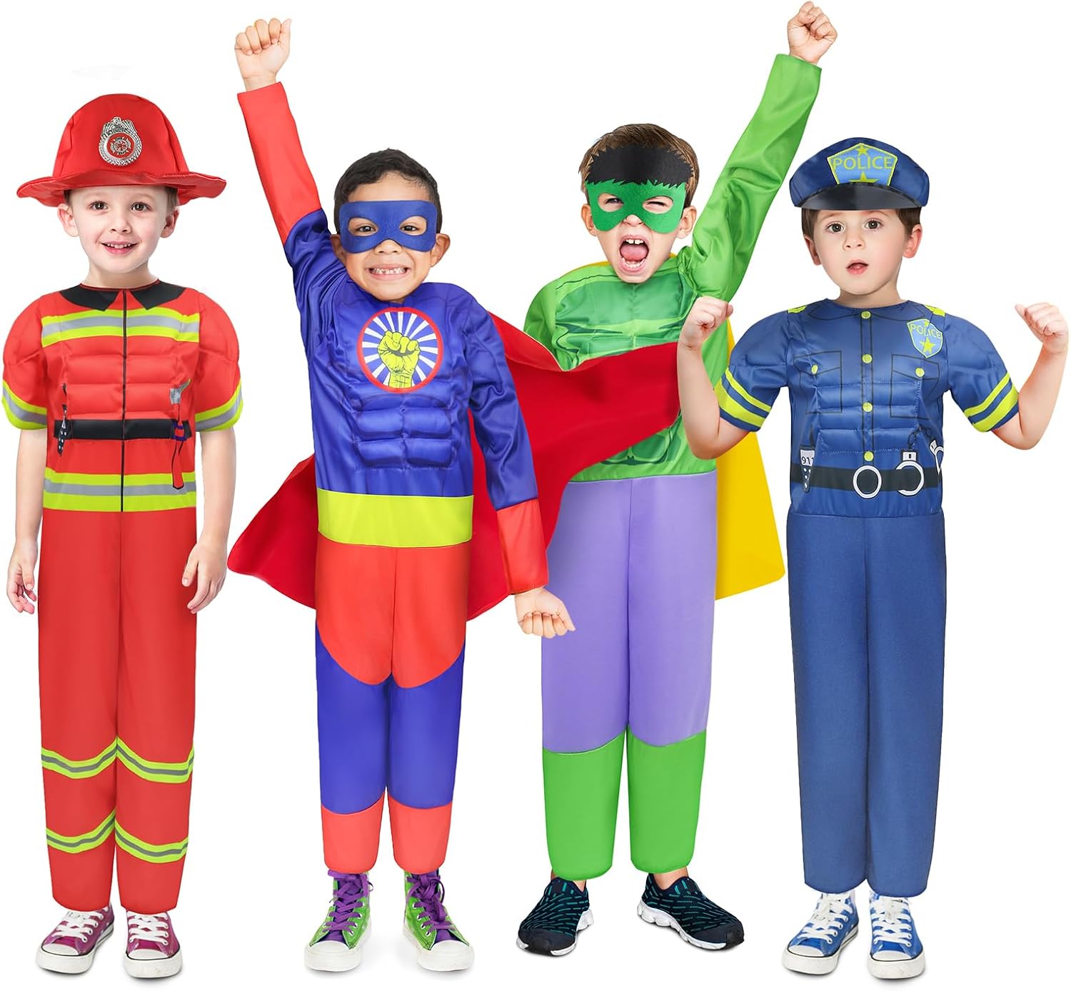 Boys Muscle Chest Dress up Costumes Trunk with Superhero Policeman Costume image 2