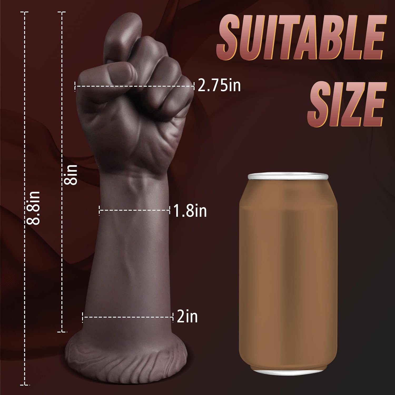 8.8" Realistic Fist Dildo Black Hand Dildo, Silicone Giant Dildo Sex Toys