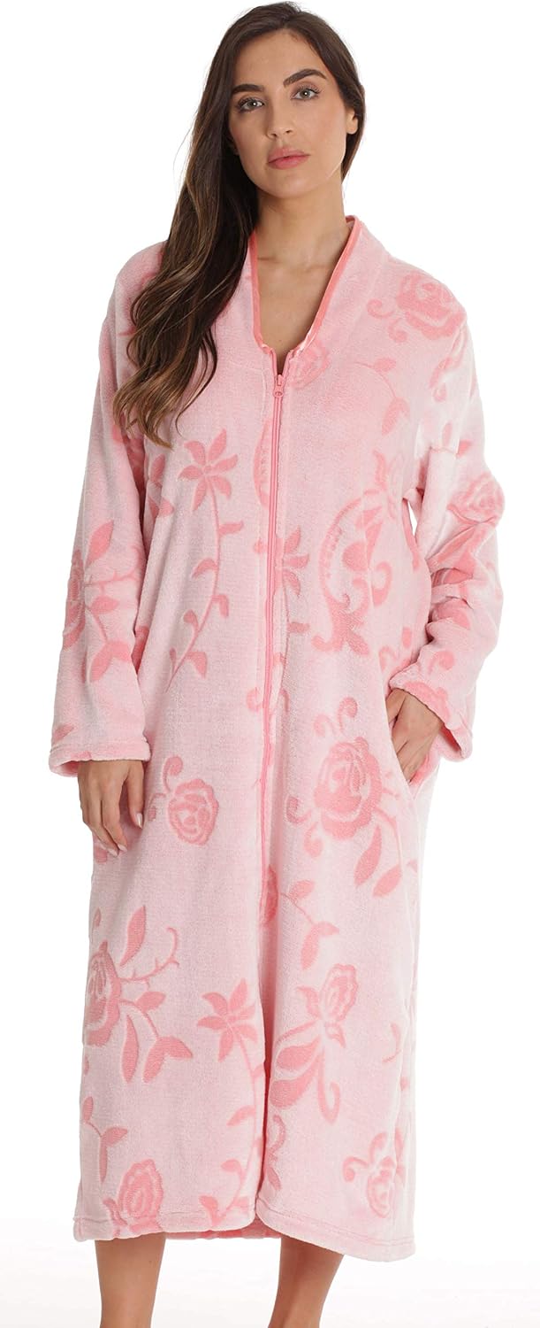 Just Love Textured Plush Zipper Lounger Robe for Women