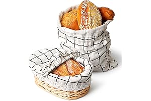 NUTRIUPS 10-Inch Wicker Bread Basket with Liner and Cover