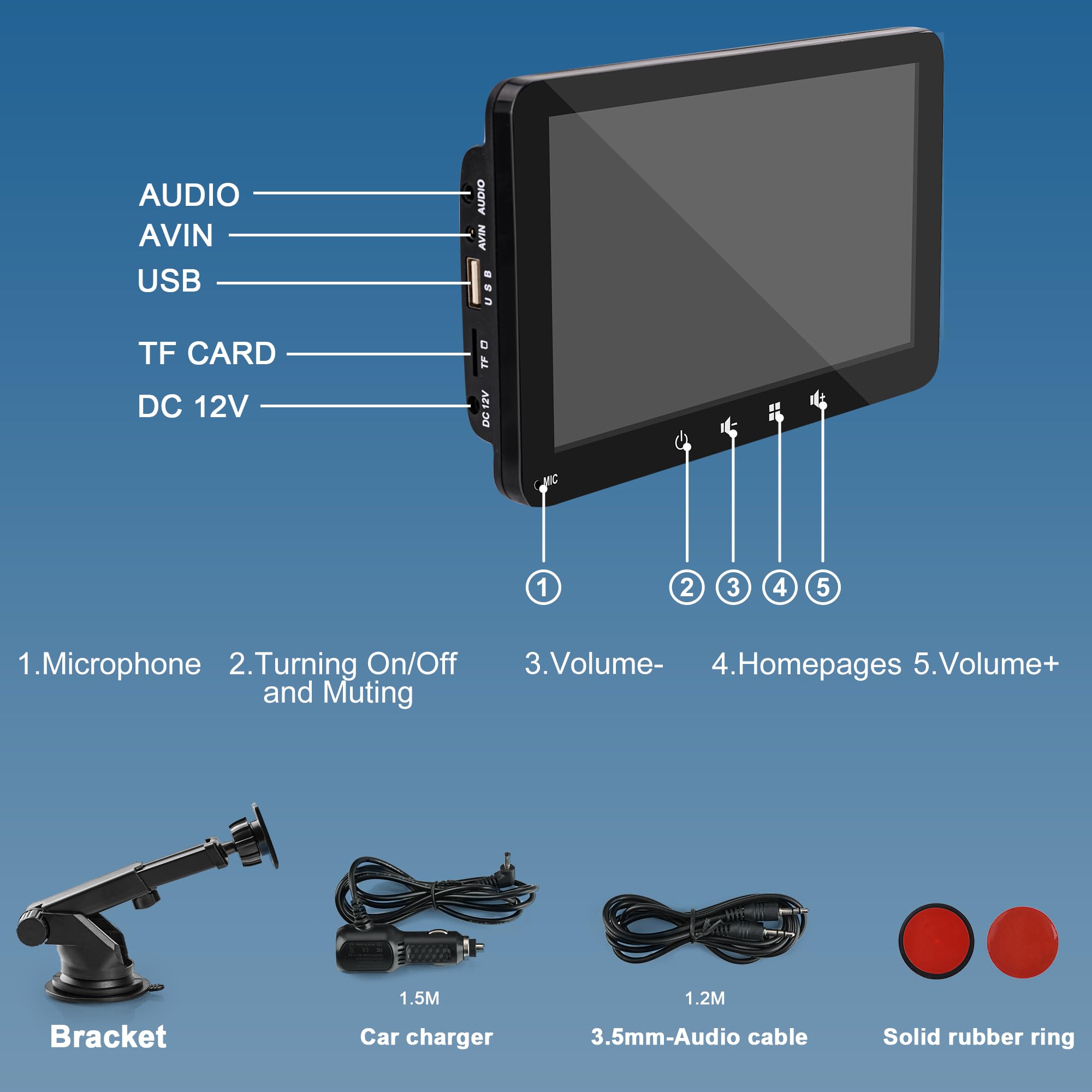 Pantalla de 7'' para Coche CarPlay Wireless y Android Auto, Compatible con Control de Voz, AUX, BT 5.0 y Función Mirror Screen, para Diferentes Vehículos (7 Pulgadas)