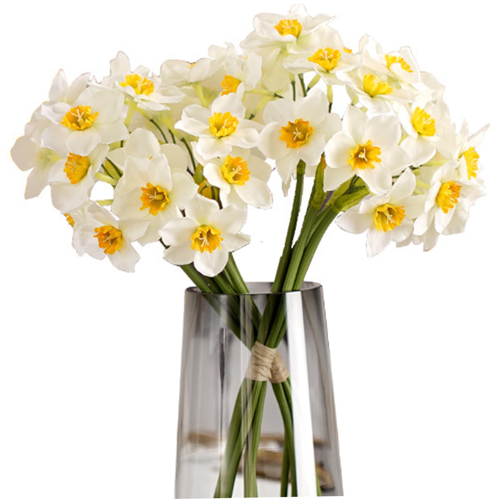 Wedhapy Artificial Flowers 2 Bundle of Daffodils, 16 Inch White Daffodil, Artificial & Realistic Flowers, Low Maintenance Long Lasting Silk for Decoration