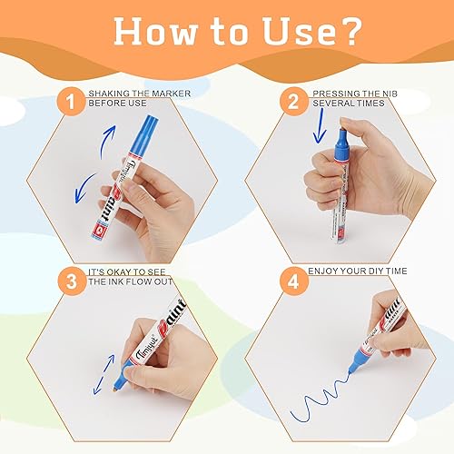 Miniatura 5 de TIMJYUT 3 rotuladores de pintura permanente color negro, punta media, resistentes al agua y de secado rápido, nunca se decoloran, para vidrio,