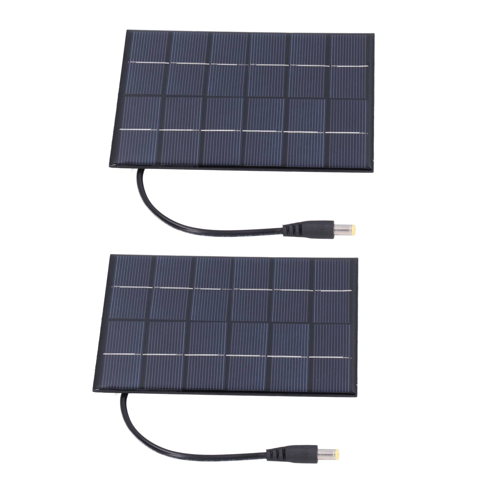 Pannello solare portatile, Caricatore solare da 2W ad alta efficienza con pannello in polisilicio e connettore DC5521, 2 pezzi 13.5x11 cm per luci solari, giardino e campeggio
