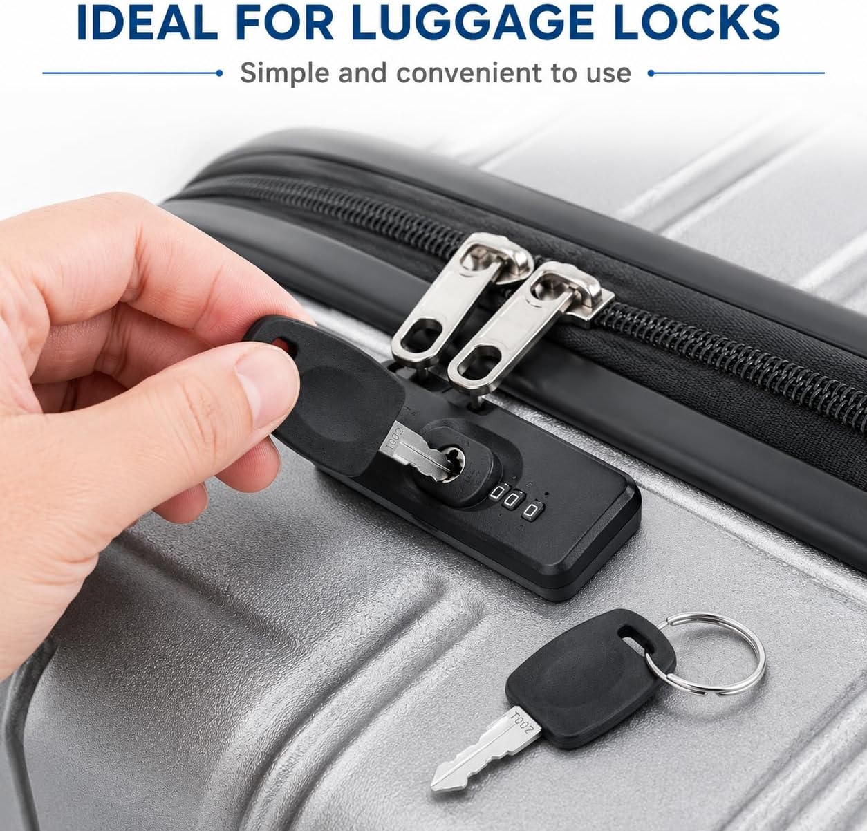 2 Pack 007 Luggage Lock Replacement Key Set for Suitcase Locks with Split Rings and S Hook