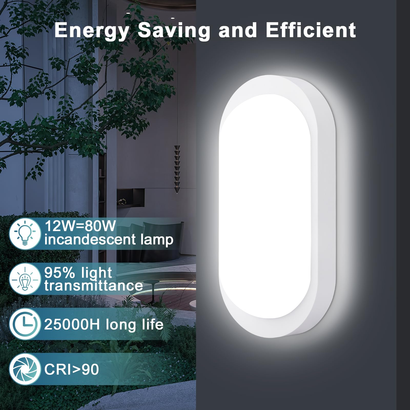2 Pezzi Lampada LED per Cantina con Sensore di Movimento, 12W 1200LM IP65, Plafoniera LED Ovale 4000K Bianco Neutro, per Interni Umidi come Scale Garage Corridoio