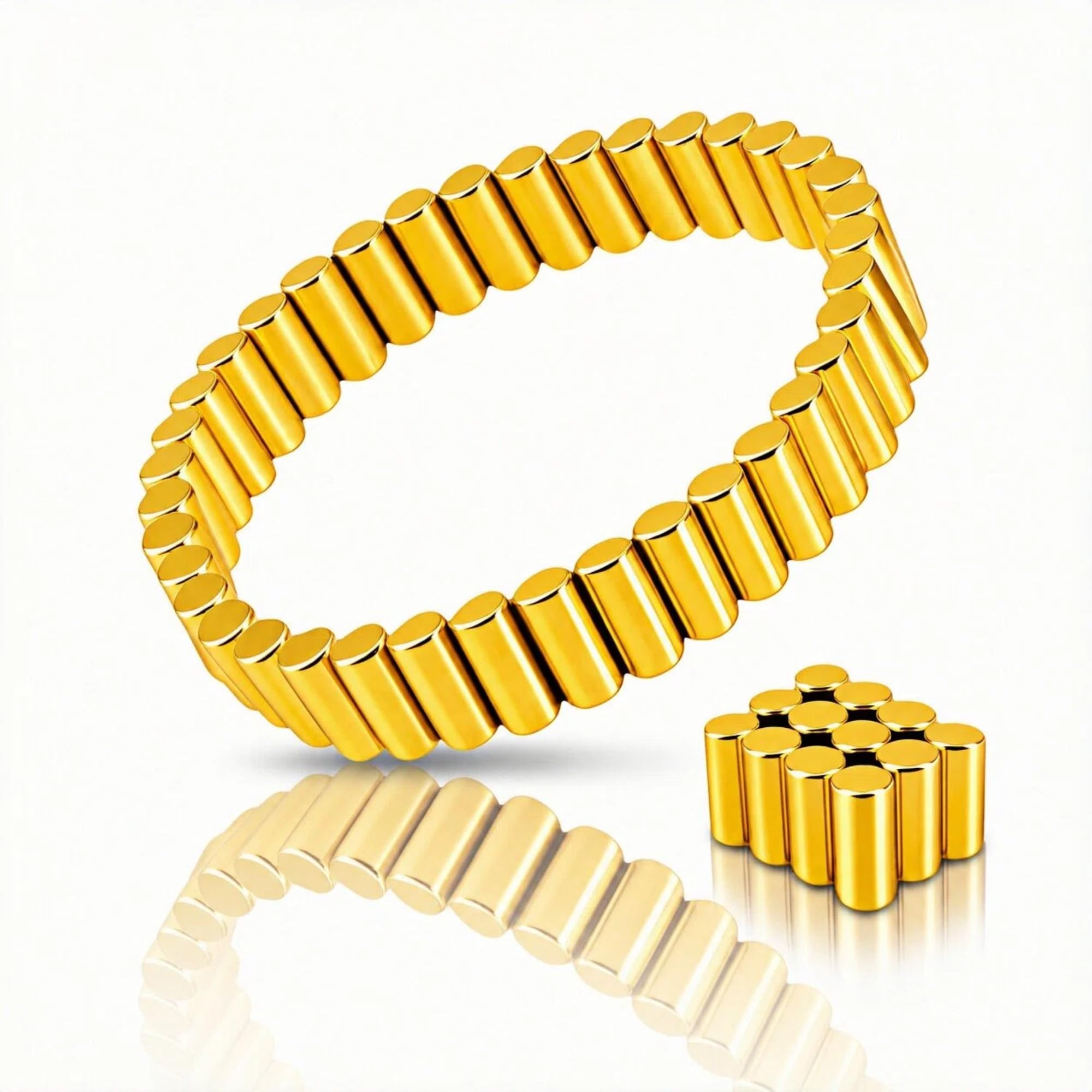Adahill 4.3×9mm Neodymium Cylinder Magnets (50pcs) - Strong Tiny Rod Magnets for Whiteboard, Refrigerator, Map, and Magnetic Jewelry (Bracelet & Ring) (Gold)