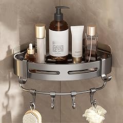 SRURLLUG Corner Shower Caddy Adhesive No Drilling Stainless Steel Shower Storage Rack Large Capacity Corner Shower Shelves Wall