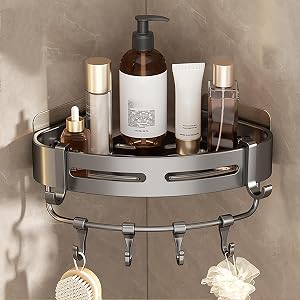 SRURLLUG Corner Shower Caddy Adhesive No Drilling Stainless Steel Shower Storage Rack Large Capacity Corner Shower Shelves Wall