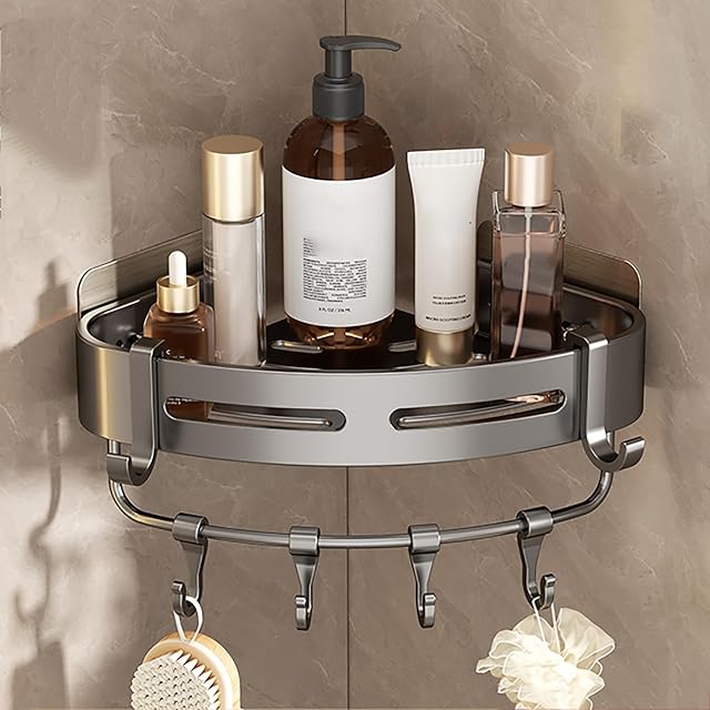 SRURLLUG Corner Shower Caddy Adhesive No Drilling Stainless Steel Shower Storage Rack Large Capacity Corner Shower Shelves Wall