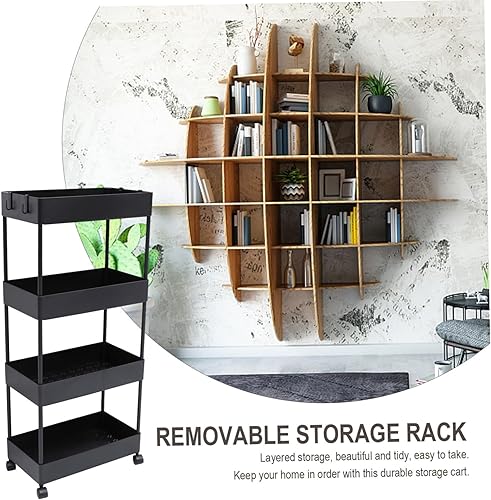 Miniatura 9 de Zerodeko Carrito de carrito con ruedas, organizador de carrito de almacenamiento, carrito de cocina con ruedas, tubería de acero al carbono,